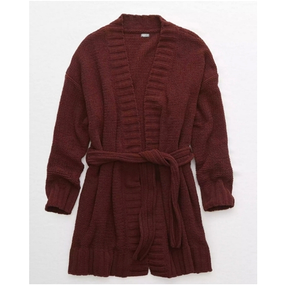 aerie chenille belted cardigan